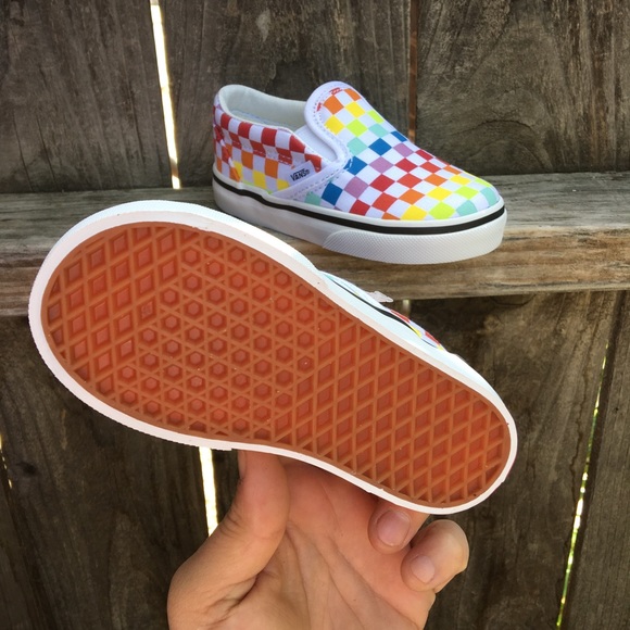Vans baby toddler rainbow checkerboard shoes - Picture 8 of 11